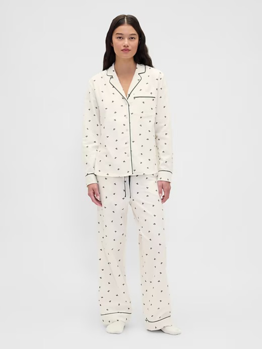 GAP Holiday Cozy Flannel PJ Set Holly Pajama Long Sleeve Set